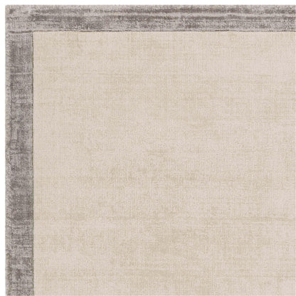 Blade Border Plain Viskose-Teppich – handgewebt, im Used-Look, hochglänzend, seidig weich, luxuriös