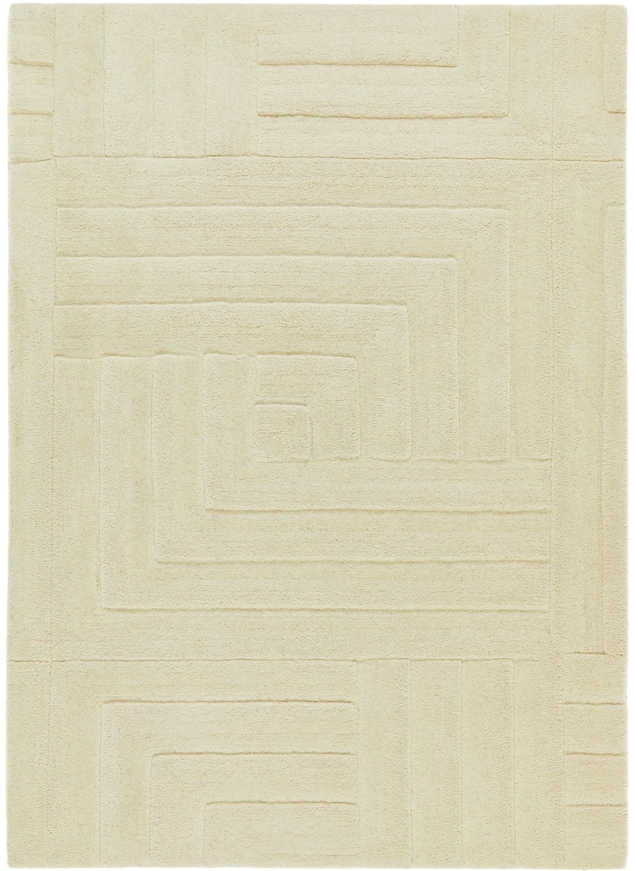 Maze Wool Rug for Living Room Bedroom Hand Tufted Thick Heavyweight Luxurious 3D Geometric Rug