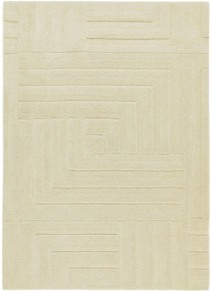 Maze Wool Rug for Living Room Bedroom Hand Tufted Thick Heavyweight Luxurious 3D Geometric Rug
