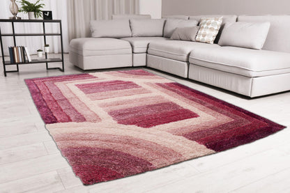 Shaggy-Teppich für Wohnzimmer, Schlafzimmer, Esszimmer, weicher Plüsch, flauschig, seidig, für den Boden, Gittermuster, 3D-Shaggy-Teppich in großer Größe, 160 x 230 cm (5'3" x 7'7")