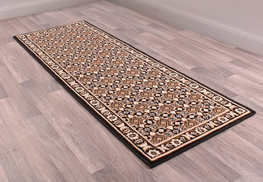 Traditional Poly Esta Rug for Living Room, Bedroom, Hallway Kitchen Non-Shedding Durable Classic Heritage Oriental Bordered Soft Area Rug Black