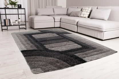 Shaggy-Teppich für Wohnzimmer, Schlafzimmer, Esszimmer, weicher Plüsch, flauschig, seidig, für den Boden, Gittermuster, 3D-Shaggy-Teppich in großer Größe, 160 x 230 cm (5'3" x 7'7")