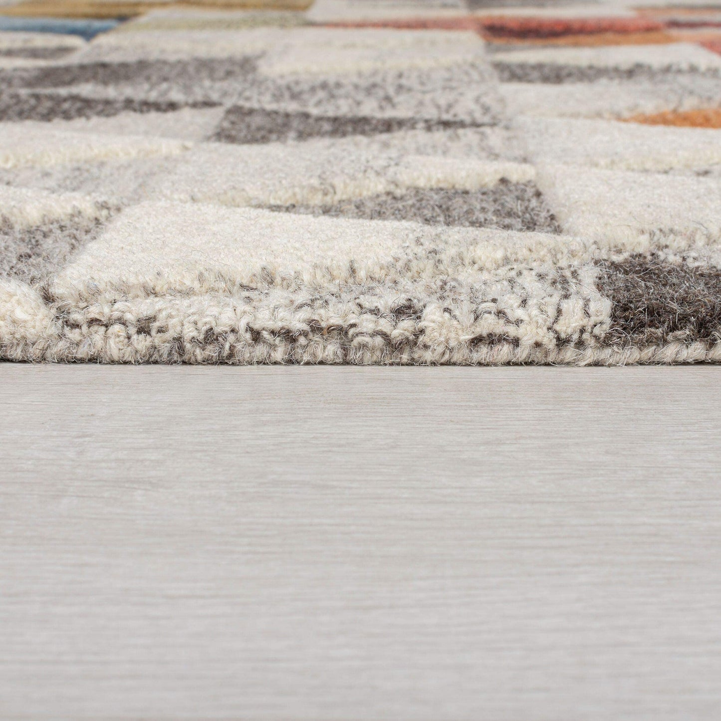 Moda Amari Geometrics Quality Soft 100% Wool Rug and Hallway Runner in Natural Multi