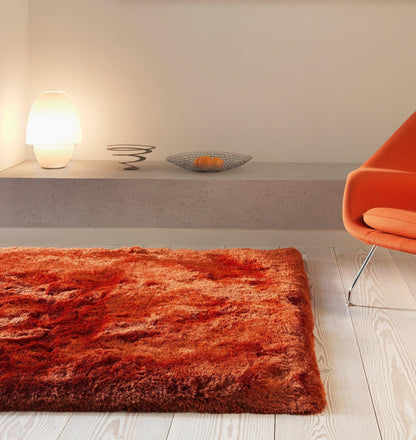 Plüschiger Shaggy-Teppich für Wohnzimmer und Schlafzimmer, Hochflor, dick, flauschig, handgefertigt, fusselfrei, seidig, schimmernd, glänzend, einfarbig, Hochflor-Teppich