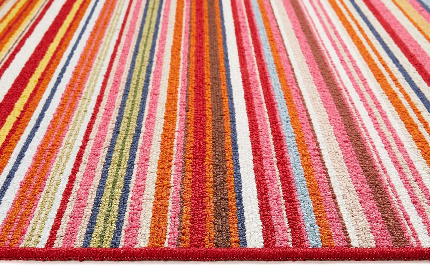 Waschbarer Läuferteppich, gestreift, mehrfarbig, hell – rutschfest, bunt, für Flur und Küche