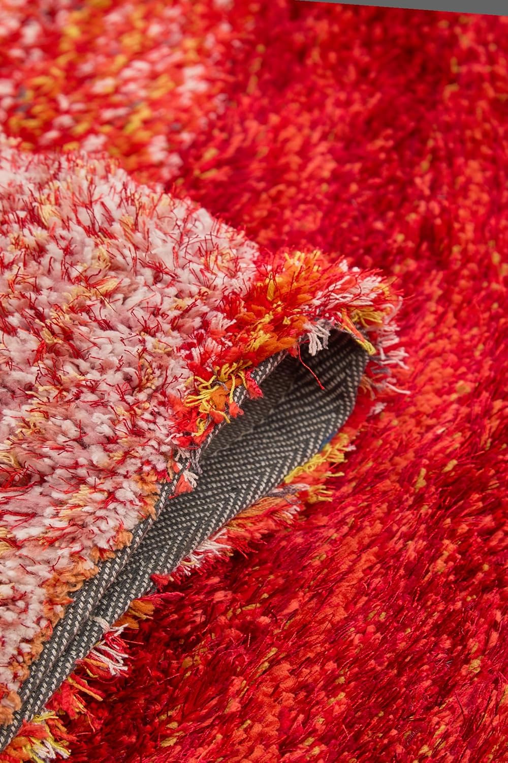 Lena Wave 3D Shaggy Rug – Red – 160x230 cm Soft Plush High Pile Carpet