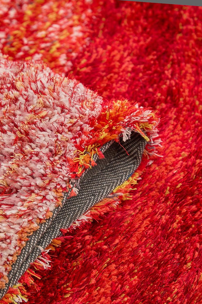Lena Wave 3D Shaggy Rug – Red – 160x230 cm Soft Plush High Pile Carpet