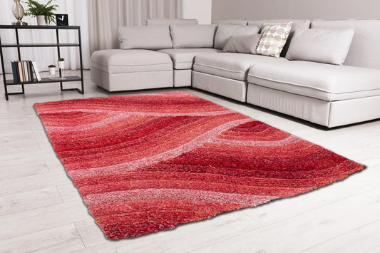 Wave 3D Shaggy Teppich – Rosa – 160x230 cm Weicher Plüsch Hochflor Teppich
