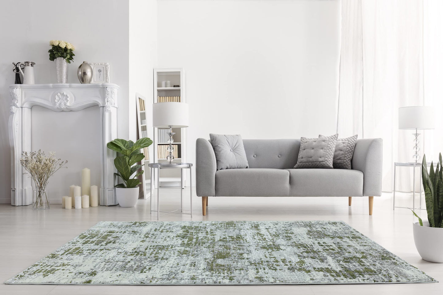 Orion Abstrakter Teppich, glänzendes metallisches Wonderlust-Design 