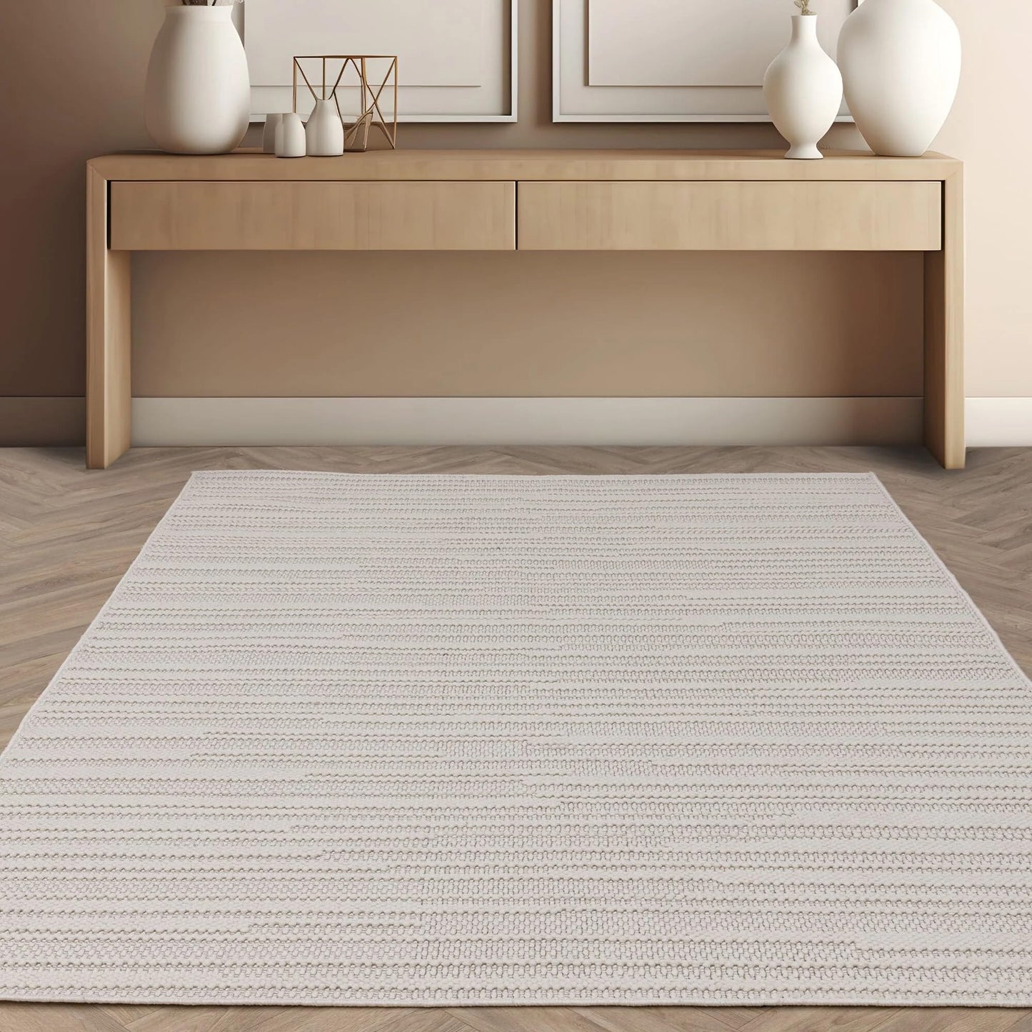 Modern Camber Rug for Living Room, Bedroom, Dining Room, Lounge Flatweave High Traffic Durable Natural Textured