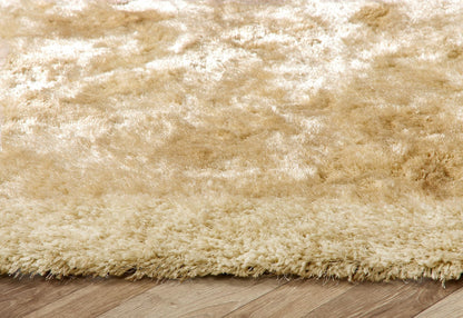 Shaggy-Teppich mit schimmernder Bordüre, handgetuftet, moderner Teppich, weich, glänzend, seidig, flauschig, Plüschteppich