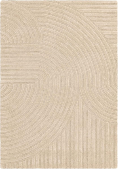 Hague Hand Made Wool Rug for Bedroom Dining Living Room Geometric Lines Tufted Modern Classic Soft Luxury Rug Sand