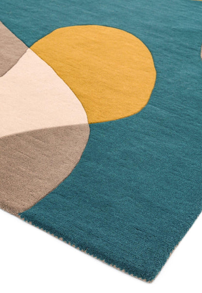 Matrix Arc Rug for Living Room Bedroom Soft Wool Hand Tufted Carpet Retro Geometric Multi Rug