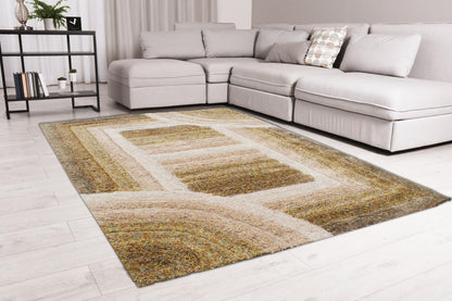 Shaggy-Teppich für Wohnzimmer, Schlafzimmer, Esszimmer, weicher Plüsch, flauschig, seidig, für den Boden, Gittermuster, 3D-Shaggy-Teppich in großer Größe, 160 x 230 cm (5'3" x 7'7")