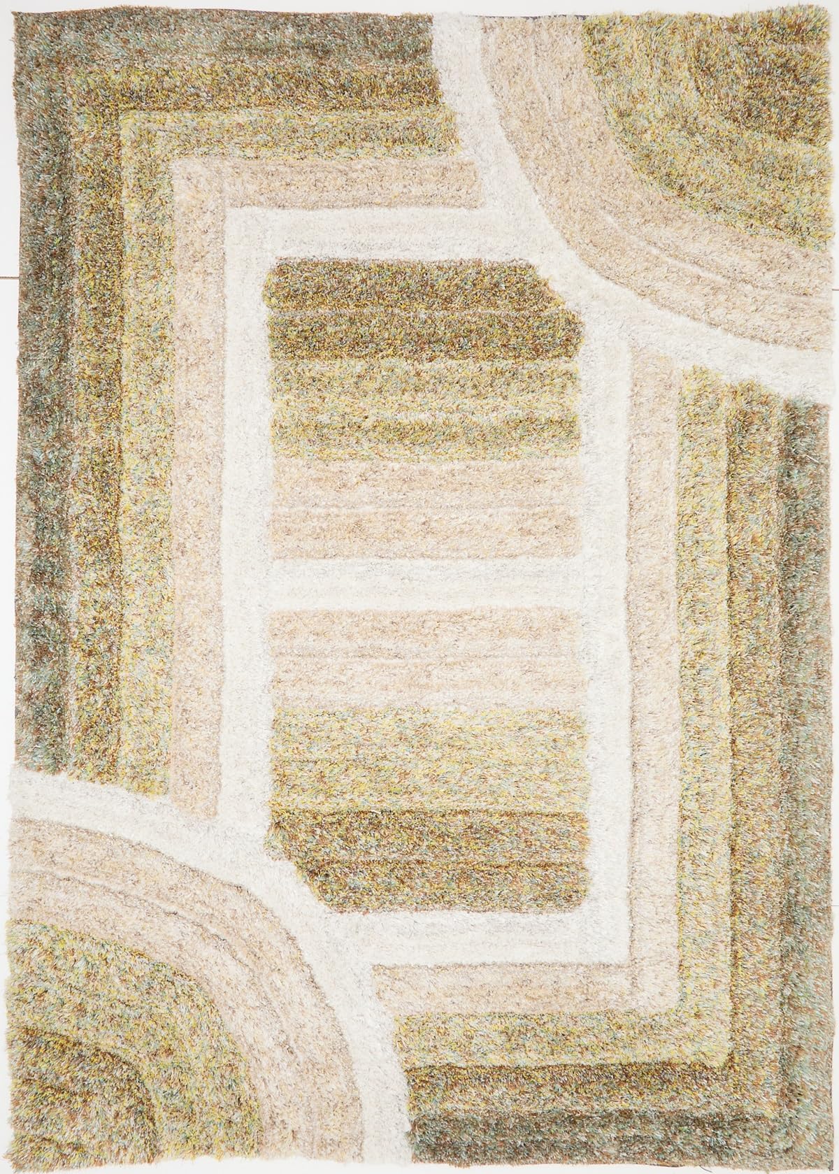 Shaggy-Teppich für Wohnzimmer, Schlafzimmer, Esszimmer, weicher Plüsch, flauschig, seidig, für den Boden, Gittermuster, 3D-Shaggy-Teppich in großer Größe, 160 x 230 cm (5'3" x 7'7")