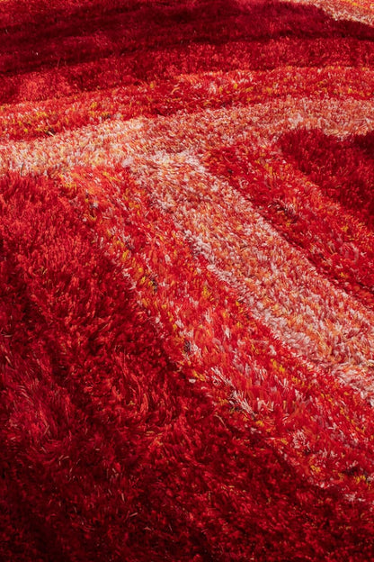 Wave 3D Shaggy Teppich – Rot – 160x230 cm Weicher Plüsch Hochflor Teppich
