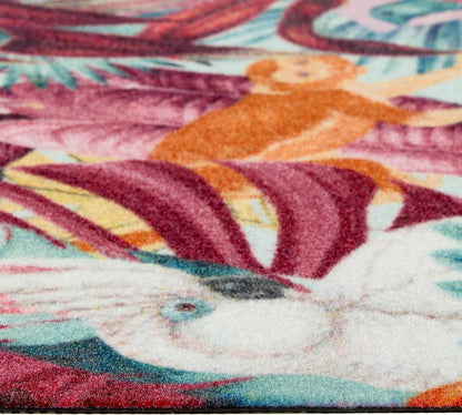 Waschbarer, tropischer Teppich von Studio, rutschfeste Matte für Küche, Flur und Eingang – mehrfarbiger Teppich mit exotischen Palmen – 65 x 150 cm (2'2" x 5')