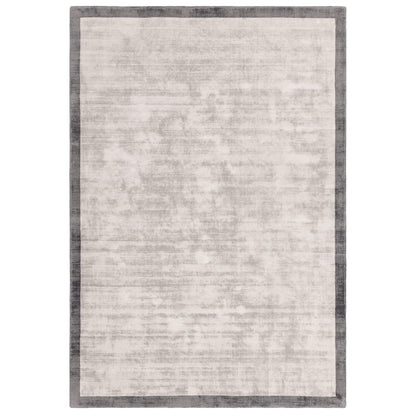 Blade Border Plain Viskose-Teppich – handgewebt, im Used-Look, hochglänzend, seidig weich, luxuriös