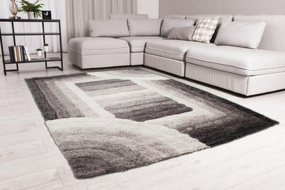 Shaggy-Teppich für Wohnzimmer, Schlafzimmer, Esszimmer, weicher Plüsch, flauschig, seidig, für den Boden, Gittermuster, 3D-Shaggy-Teppich in großer Größe, 160 x 230 cm (5'3" x 7'7")