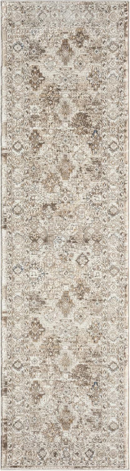 Cremebeiger Läufer 550AC mit Bordüre – Traditioneller Vintage-Anti-Rutsch-Flurteppich (66 x 230 cm &amp; 80 x 300 cm)
