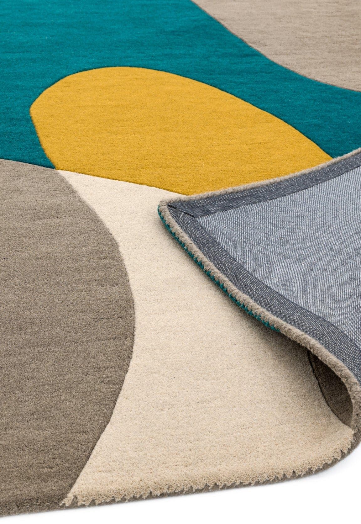 Matrix Arc Rug for Living Room Bedroom Soft Wool Hand Tufted Carpet Retro Geometric Multi Rug