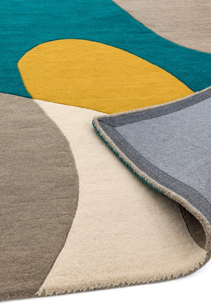 Matrix Arc Rug for Living Room Bedroom Soft Wool Hand Tufted Carpet Retro Geometric Multi Rug