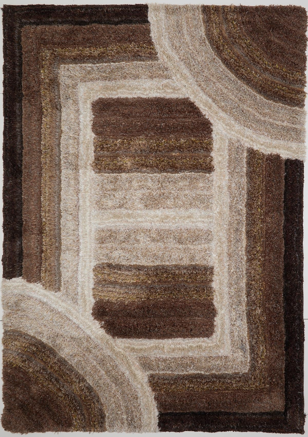 Shaggy-Teppich für Wohnzimmer, Schlafzimmer, Esszimmer, weicher Plüsch, flauschig, seidig, für den Boden, Gittermuster, 3D-Shaggy-Teppich in großer Größe, 160 x 230 cm (5'3" x 7'7")