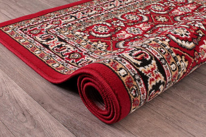Traditional Poly Esta Rug for Living Room, Bedroom, Hallway Kitchen – Classic Oriental Bordered Soft Durable Area Rug in Red