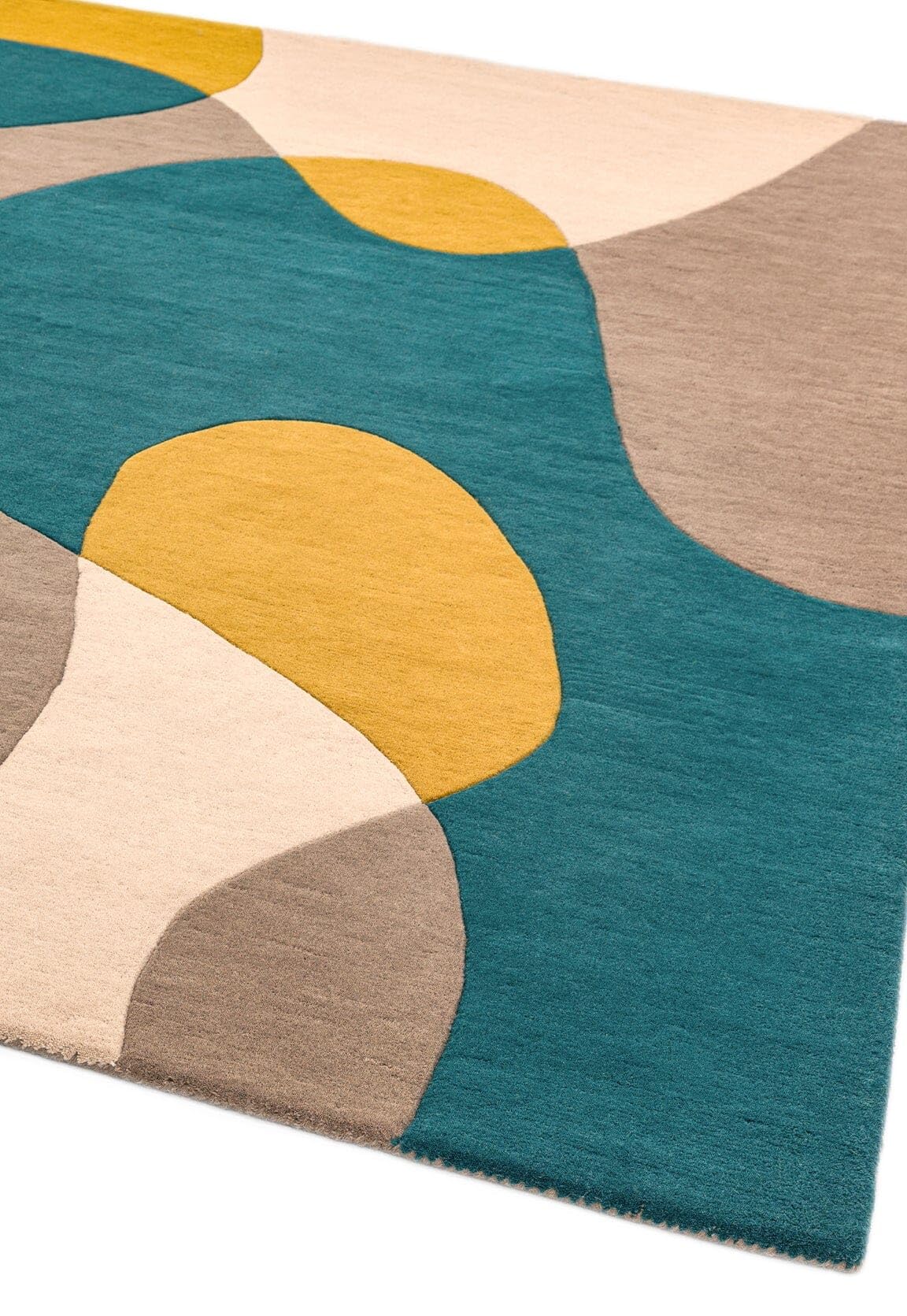 Matrix Arc Rug for Living Room Bedroom Soft Wool Hand Tufted Carpet Retro Geometric Multi Rug