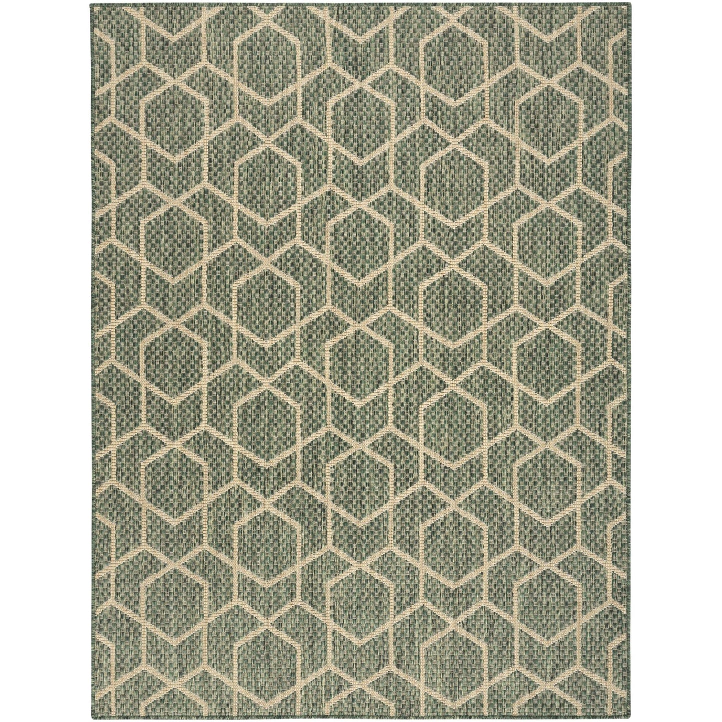 Horizon HOZ01 Modern Geometric Classic Trellis Green Indoor & Outdoor Flatweave Rug