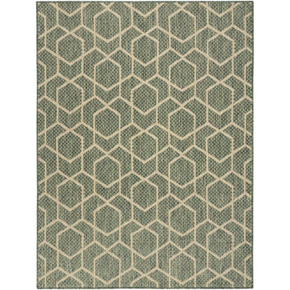 Horizon HOZ01 Modern Geometric Classic Trellis Green Indoor & Outdoor Flatweave Rug