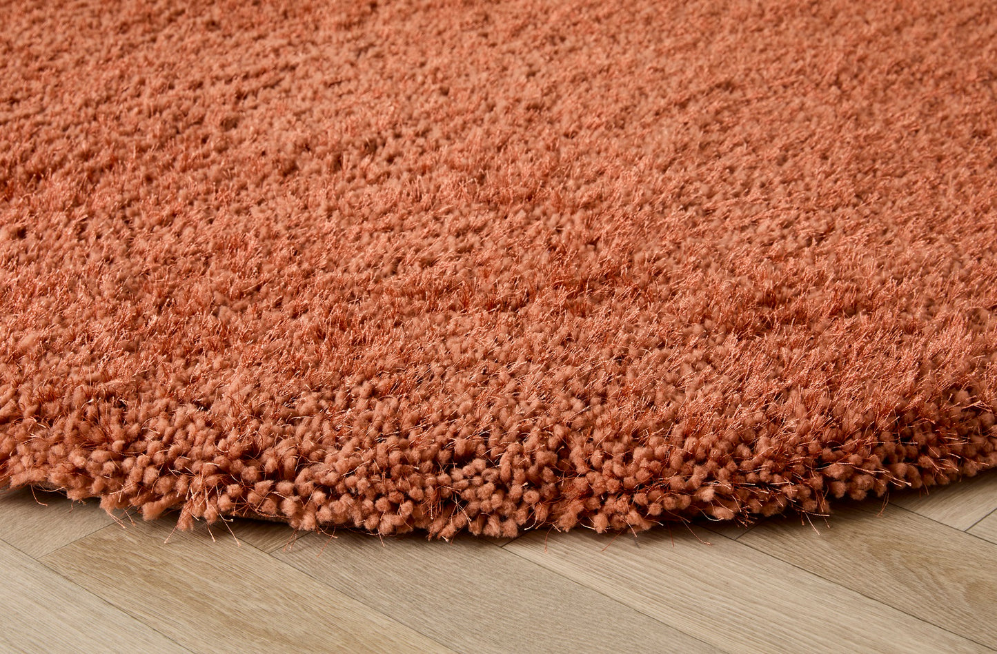 Chicago Shaggy Modern Plain Rug Hallway Runner in Rust Orange