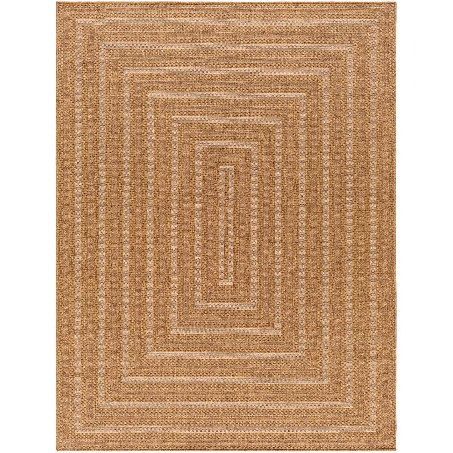 Pismo Beach PMB2305 Modern Geometric Brown Bordered Indoor & Outdoor Flatweave Rug