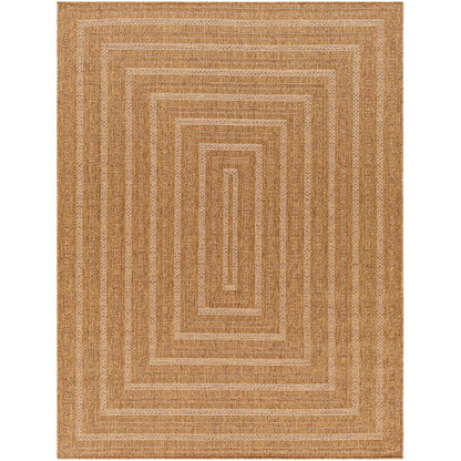 Pismo Beach PMB2305 Modern Geometric Brown Bordered Indoor & Outdoor Flatweave Rug