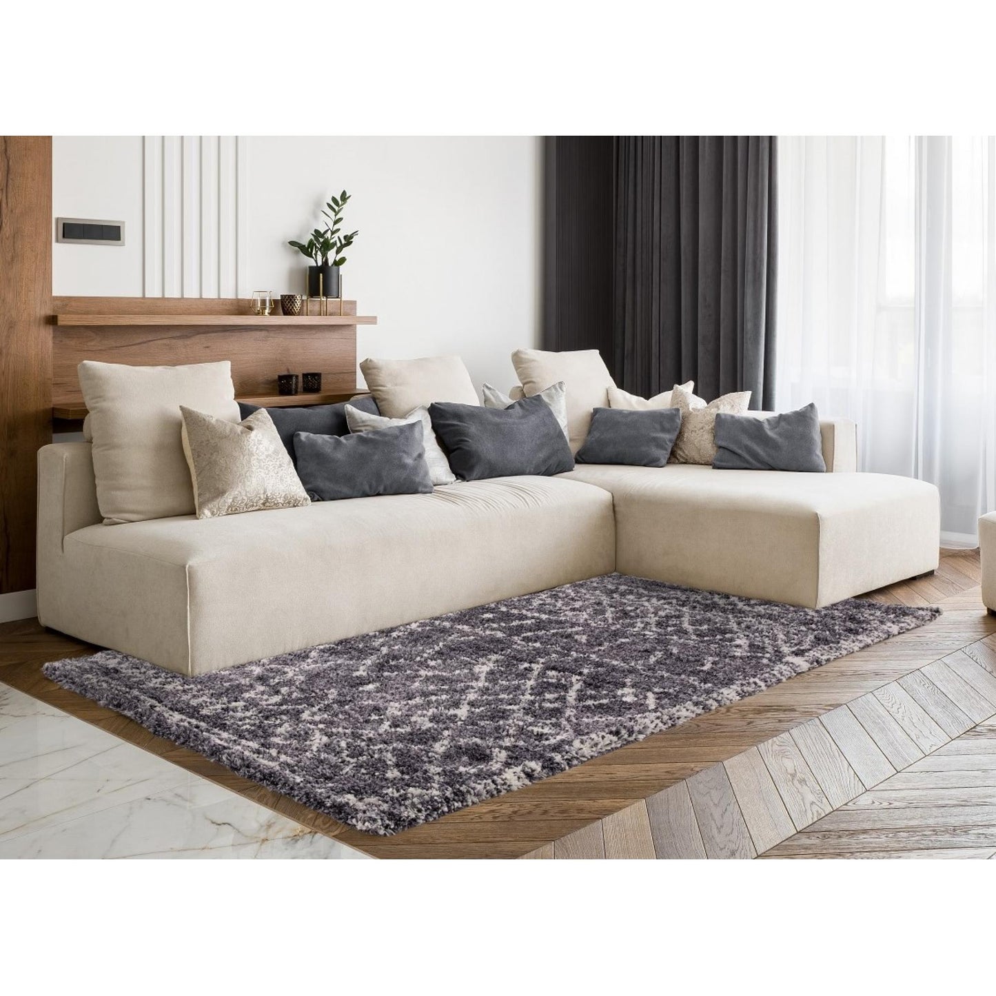 Alto AL05 Grey Cream – Bold Moroccan Intrigue and Soft Shaggy Comfort