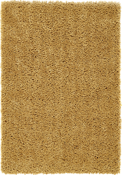 Origins Portland Modern Plain High Pile Super Soft Fluffy Shaggy Rug in Ochre Yellow