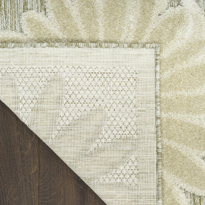 Aloha ALH33 Contemporary Daisy Ivory Sage Green Indoor & Outdoor Area Rug