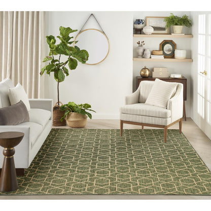 Horizon HOZ01 Modern Geometric Classic Trellis Green Indoor & Outdoor Flatweave Rug