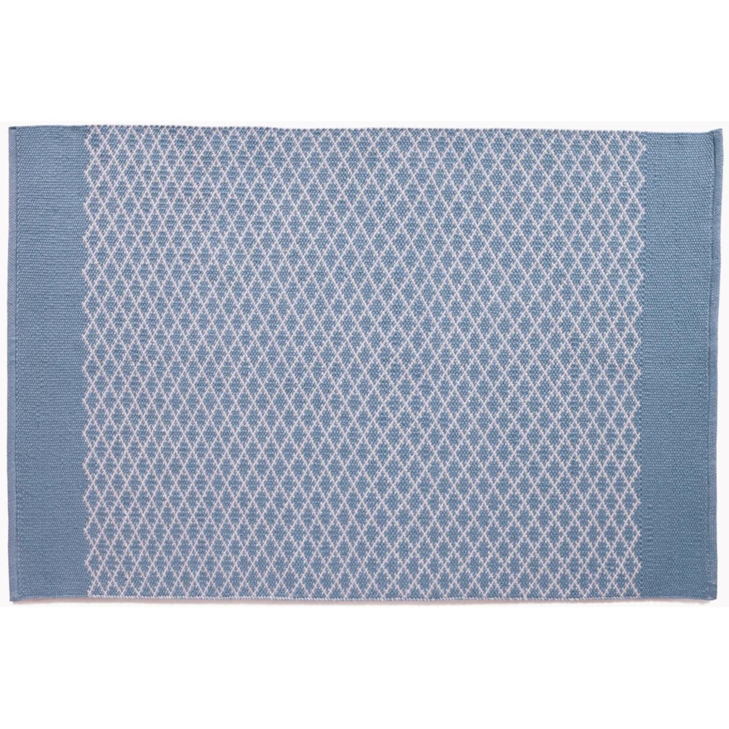 Hug Rug Woven Trellis Washable Indoor Outdoor Denim Blue
