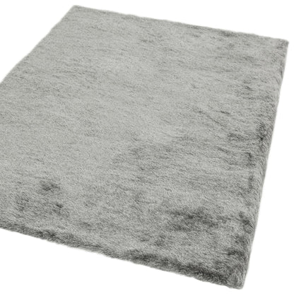 Whisper Shaggy Rug Silky Shiny Soft High Pile Plush Rug in Tungsten Silver – Luxurious Softness & Modern Shine