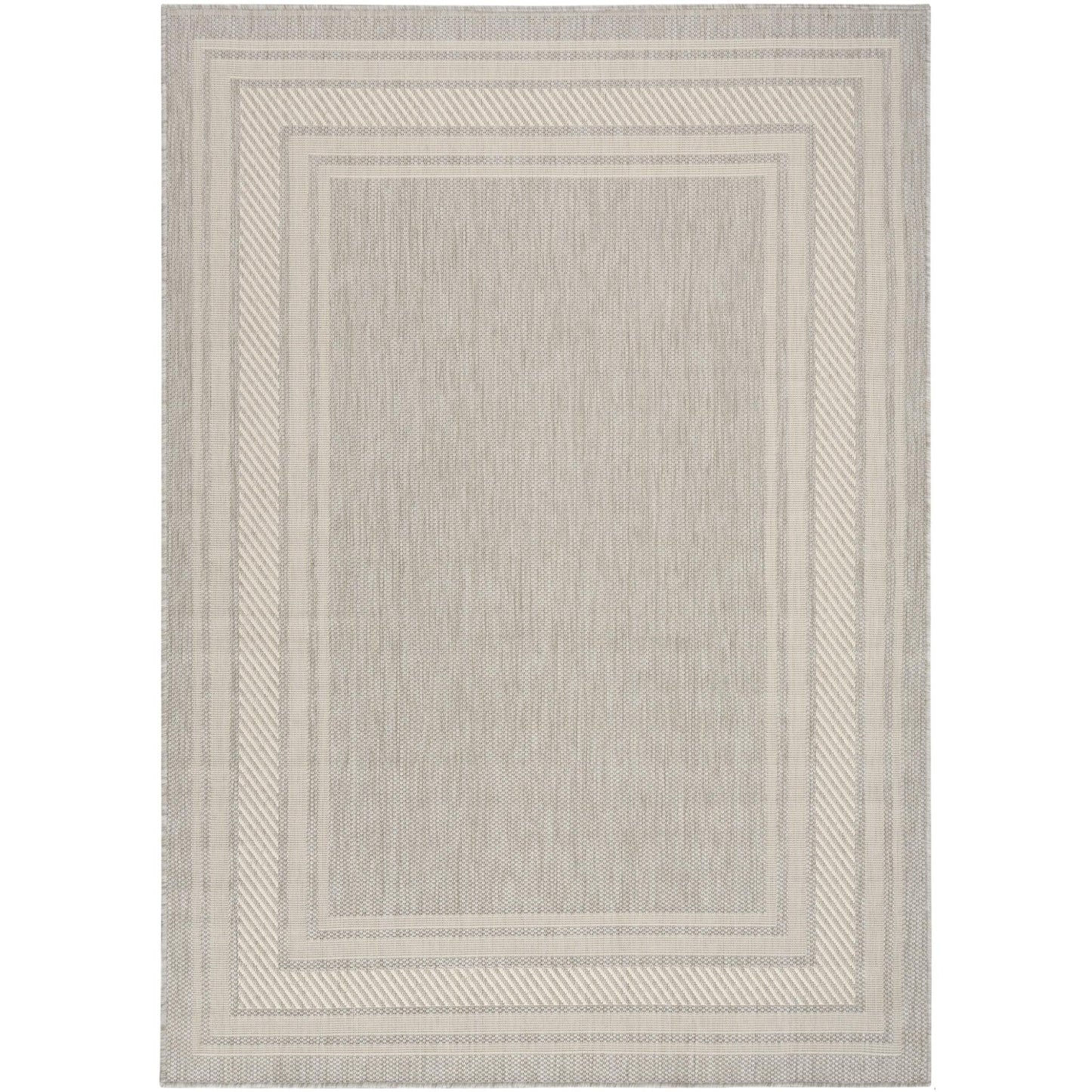Horizon HOZ03 Modern Bordered Light Grey Indoor & Outdoor Flatweave Rug