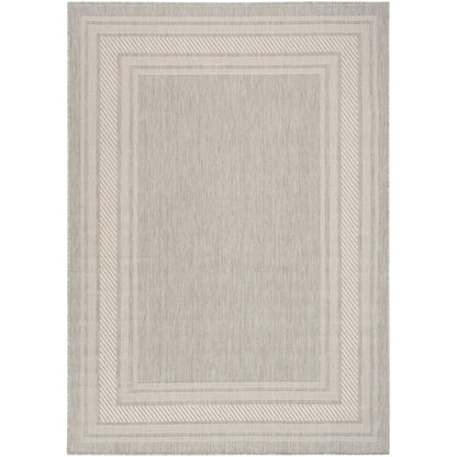 Horizon HOZ03 Modern Bordered Light Grey Indoor & Outdoor Flatweave Rug