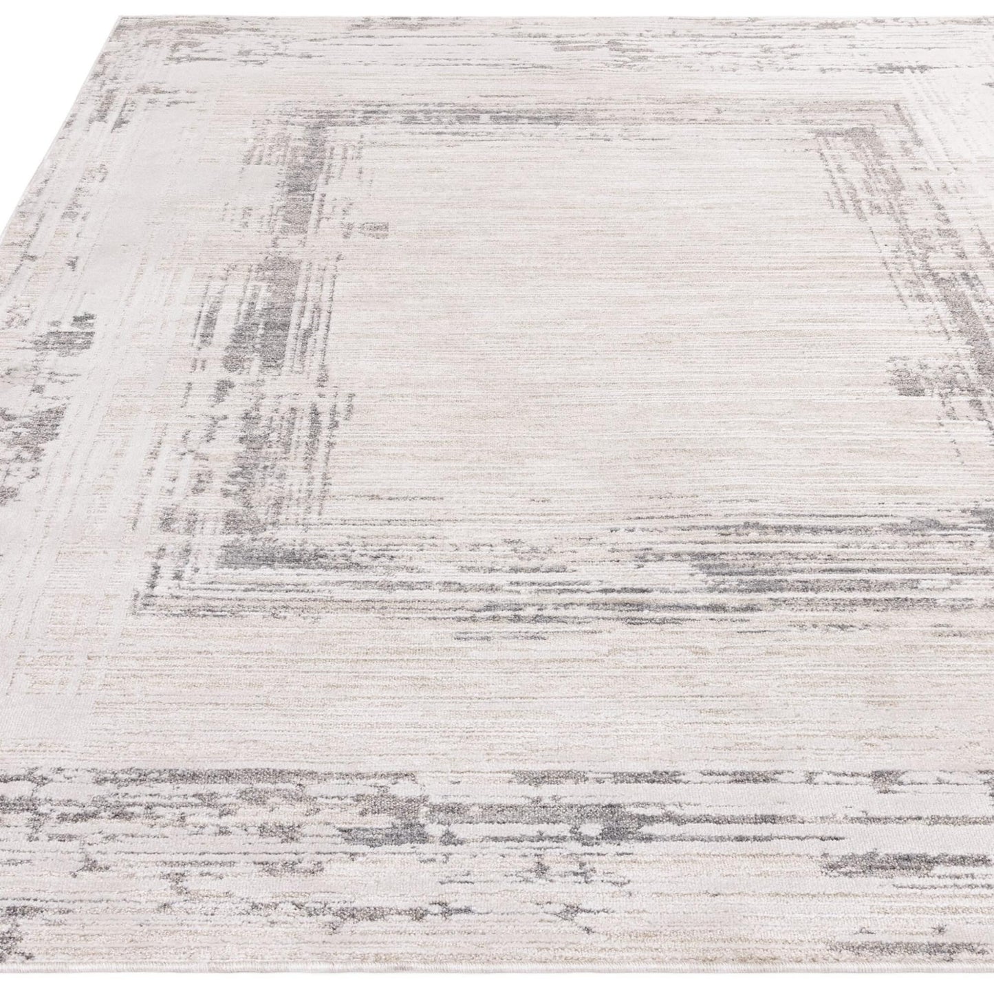 Anders AN06 Boho Charm Abstract Border Shimmer Rug in Grey Natural