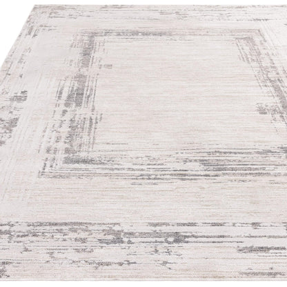 Anders AN06 Boho Charm Abstract Border Shimmer Rug in Grey Natural