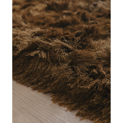 High Pile Shaggy Rug for Living Room Bedroom Modern Glamour Silky Shag Carpet – Mocha Brown