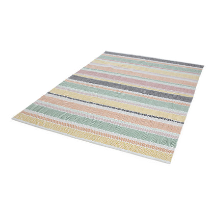 Boardwalk Reversible Eco-Friendly Pastel Multi Colours Striped Indoor & Outdoor Area Rug