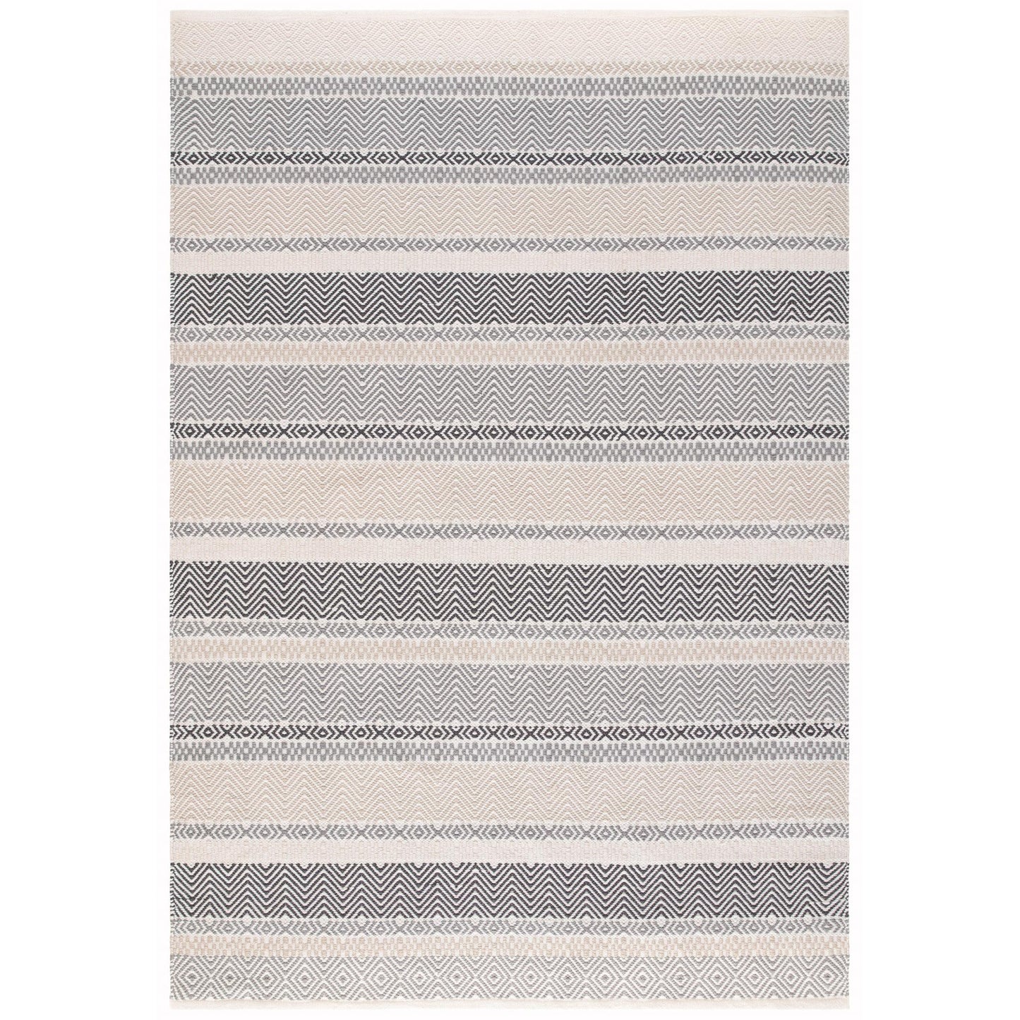 Boardwalk Reversible Eco-Friendly Grey Multi Striped Indoor & Outdoor Area Rug