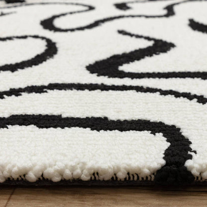 Wilder Zebra Mono Animal Inspired Black & White Rug – Modern Soft Textured Polyester Carpet