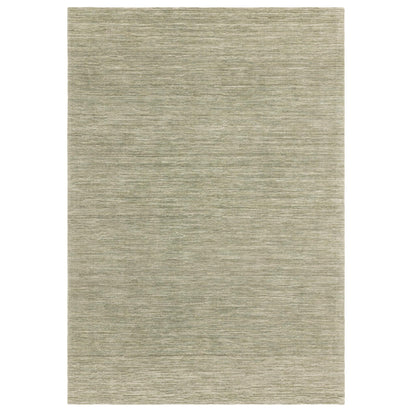 Hazy Pistachio Green Handwoven Rug – Tip-Sheared Finish Soft Wool Blend Plain Striped Carpet for Modern Interiors
