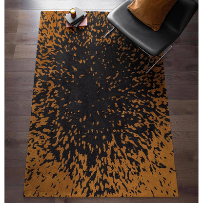 Wilder Splash Charcoal Orange Animal Inspired Rug – Modern Soft Textured Polyester Carpet